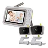 Moonybaby Split 30 Video-Babyphone mit 4,3-Zoll-Split-Bildschirm, Weitwinkel-Nachtsicht, 2,4 GHz, Gegensprechfunktion, Schlaflied, 2x Kameras & Fernanzeige, Monitor con una risoluzione 480x272