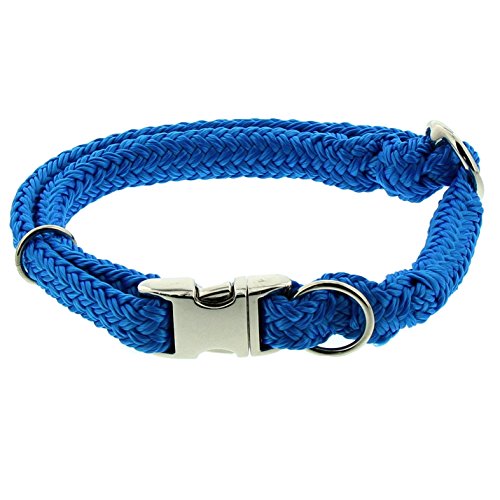 Dinoleine Hunde-Halsband mit Click-Verschluss, Größenverstellbar, Polyester, Größe: S/ 30-45 cm, Blau, 261111