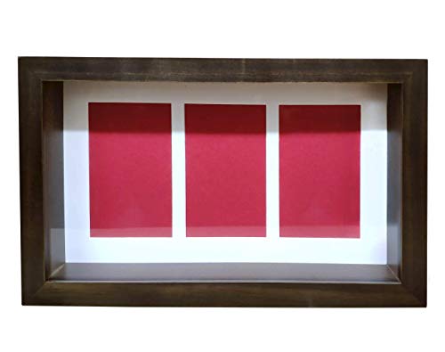 Fotorahmen, Box 3D, bilderrahmen 3 Holz mit Glas und Passepartout, bilderrahmen tief zur Platzierung von Sammlungsobjekten oder Collage (30 x 20 x 5 cm, Wengue Rot)