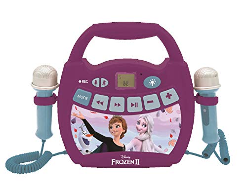 Lexibook MP320FZZ Disney Frozen 2-Lettore Musicale Karaoke portatile per Bambini-Microfoni, effetti luce, Bluetooth, Registrazione vocale e funzioni di modifica, Batterie ricaricabili, blu