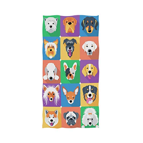 Naanle Badetuch, süßes Hunde-Motiv, weich, saugfähig, groß, Mehrzweck, für Badezimmer, Hotel, Fitnessstudio und Spa (40,6 x 76,2 cm)
