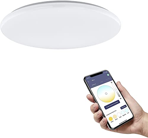 EGLO connect.Z Smart-Home LED Deckenleuchte Totari-Z, Deckenlampe Ø 56 cm, ZigBee, App und Sprachsteuerung, Lichtfarbe einstellbar (warmweiß-kaltweiß), dimmbar