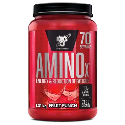 BSN Amino X BCAA Pulver, Zuckerfrei Aminosäuren Komplex Hochdosiert mit Vitamin D, Vitamin B6, Arginin, Taurin und Alanin, Fruit Punch, 70 Portionen, 1kg