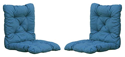 Ambientehome Sitzkissen Auflage Sitzpolster, 98 x 50 x 8 cm, 2er Set, blau/grau, 65 Prozent Baumwolle, 35 Prozent Polycotton
