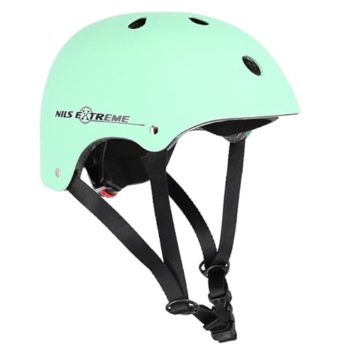 Nils Extreme Fahrradhelm für Erwache Sicherer Helm Damen und Herren Skaterhelm mit Größenanpassung Stadthelm für Fahrrad Skateboard und Roller Matt Grün – XL (61-63cm)