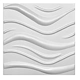 5qm / 3D Wandpaneele Wandverkleidung Deckenpaneele Platten Paneele WAVE Weiß POLYSTYROL MATERIAL (5qm = 20Stück)