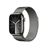 Apple Watch Series 9 (GPS + Cellular, 41 mm) Smartwatch mit Edelstahlgehäuse und Milanaise Armband in Graphit. Fitnesstracker, Blutsauerstoff und EKG Apps, Always-On Retina Display, Wasserschutz