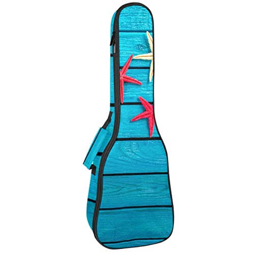 Ukulele Koffer Blaue Seesterne Ukulele Tasche 21 Zoll Wasserdicht Oxford Gig Bag Mit Tasche Für Jungen Mädchen