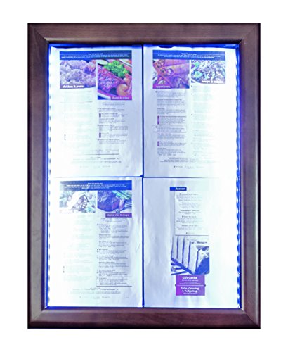 Securit LED Classic Glas Info-Display, 4 x A4 (A2), 53 x 70 x 6 cm, braun Rahmen (mcs-4 a4-wldb) braun