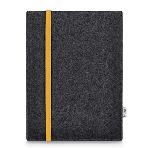 Stilbag Hülle für Samsung Galaxy Tab S4 | Etui Case aus Merino Wollfilz | Modell Leon in anthrazit/gelb | Tablet Schutz-Hülle Made in Germany