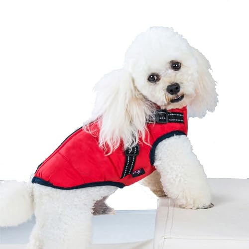 Hunde-Wintermantel, wasserdicht, reflektierend, Hundejacke, warme Hundeweste mit Fleece-Futter, for mittelgroße und kleine Welpen (Color : Red, Size : 120x160cm)