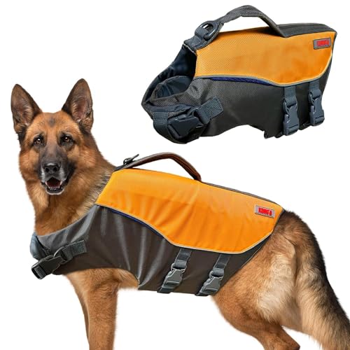 Aqua Pro Schwimmweste für Hunde, Schwimmweste mit Sicherheitsgriff, verstellbar, bequem, langlebig, Schutzmantel mit hohem Auftrieb (XL)
