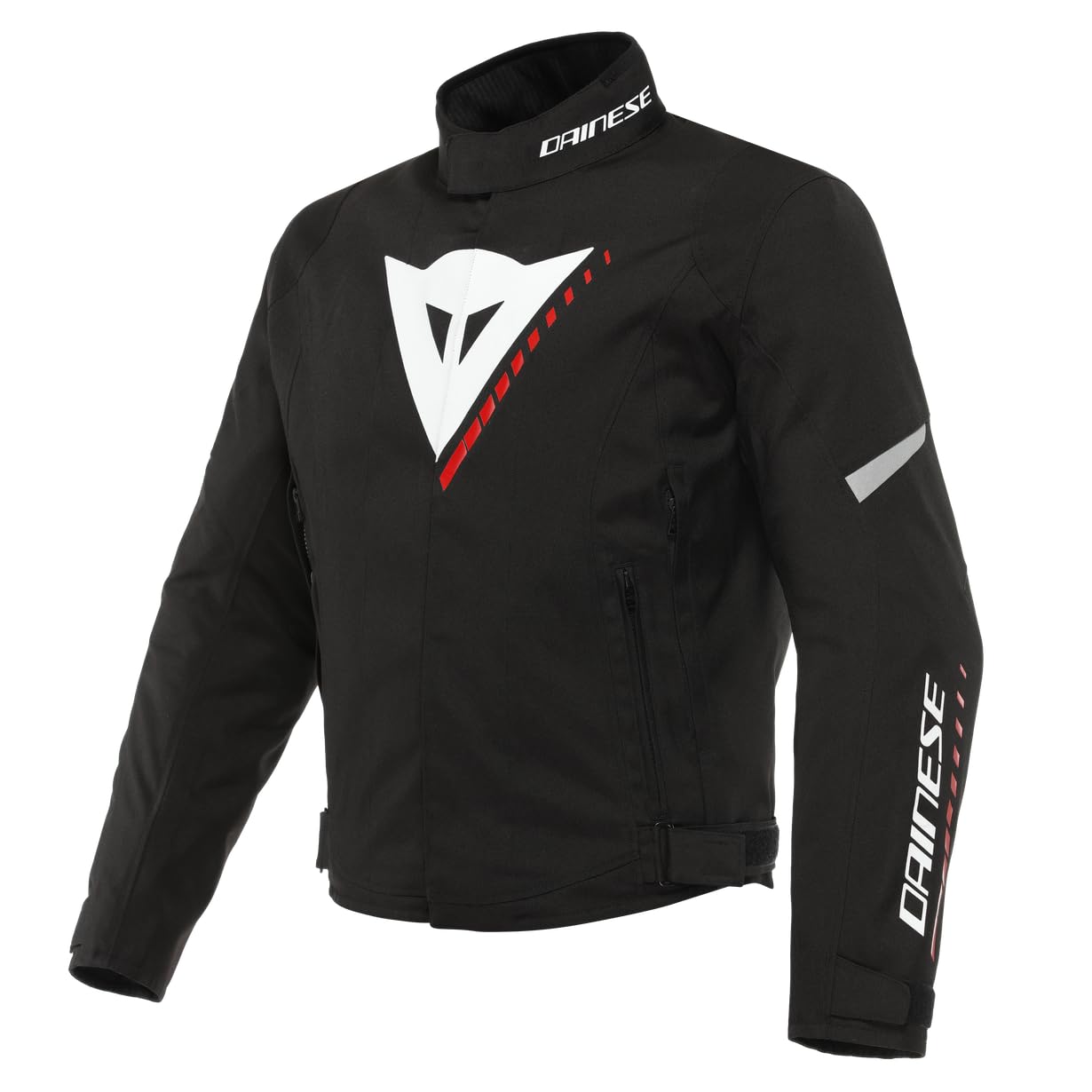 Dainese - Veloce D-Dry Jacket, 4 Jahreszeiten Motorradjacke Herren, Atmungsaktiv und Regenfest, mit Herausnehmbarem Thermofutter, Motorrad Jacke Leicht und Bequem, Schwarz/Weiß/Rot