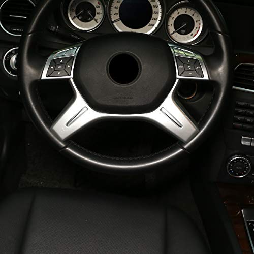 DIYUCAR Für MB Benz C-Klasse W204 C180 C200 2011-2013 Auto ABS Chrom Lenkrad Dekoration Rahmen Verkleidung Zubehör