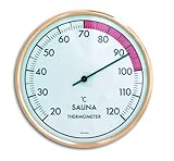 TFA Dostmann Analoges Sauna Thermometer, 40.1011, hitzebeständige Materialien, große, gut ablesbare Skala, gold, L 162 x B 41 x H 162 mm
