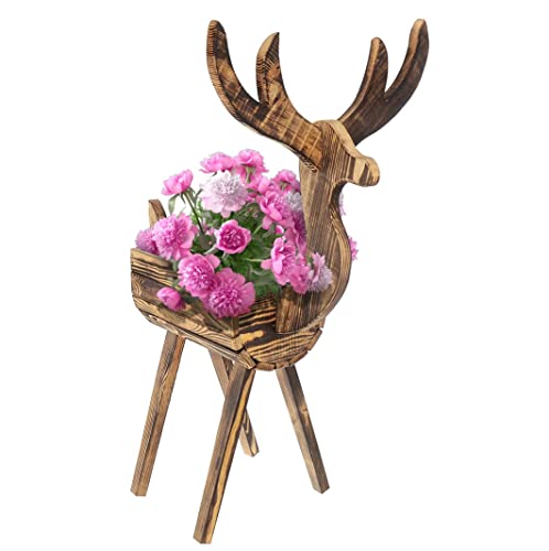 Schöne und individuelle Garten-Dekoration ,Tier Pflanzkübel geflammtes Holz Pflanzkübel Blumenkasten Blumentopf Blumenkübel
