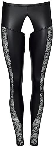Orion Leggings - sexy ouvert Leggings mit String, eng anliegende Hose mit offenem Schritt, erotische Reizwäsche für Frauen, schwarz (XL)