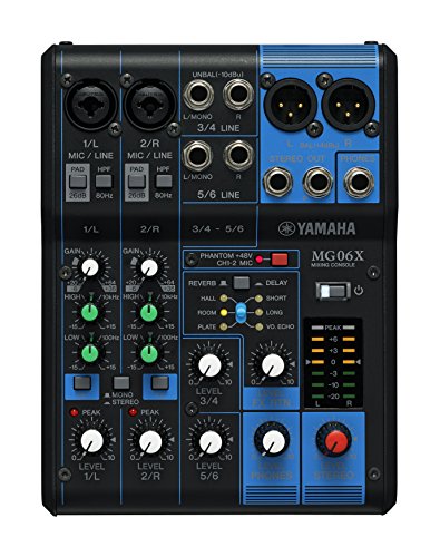 Yamaha MG06X Mischpult – Kompaktes Mischpult mit sechs Eingangskanälen und D-PRE-Mikrofonvorverstärkern