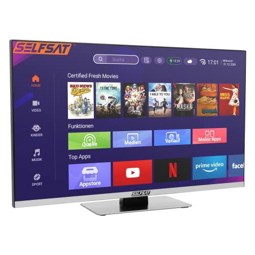 SELFSAT SMART LED TV 1260 (60cm/24) rahmenloser TV inkl. DVB-S2/C/T2 HD Tuner mit WLAN u. Bluetooth
