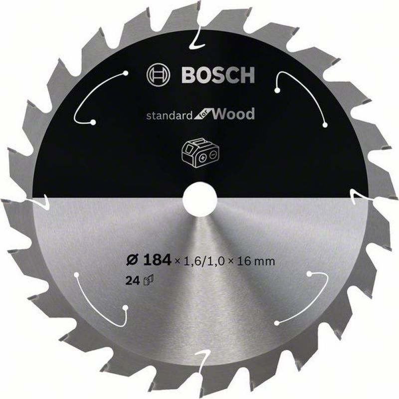 Bosch Akku-Kreissägeblatt Standard for Wood, 184 x 1,6/1 x 16, 24 Zähne 2608837700