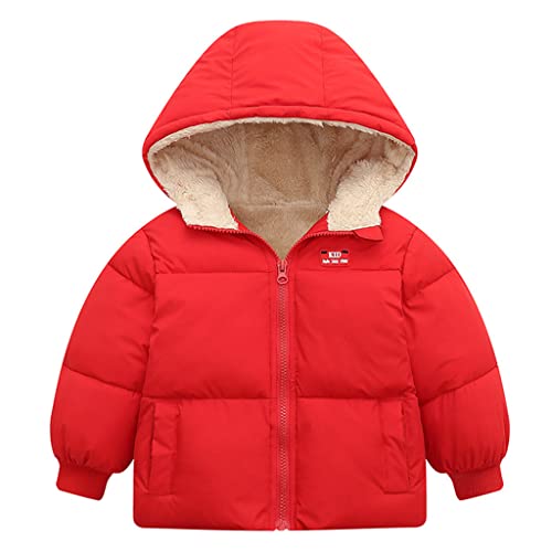 Baby Jacke mit Kapuze Kinder Winter Mantel Jungen Mädchen Oberbekleidung Outfits Rot 1-2 Jahre