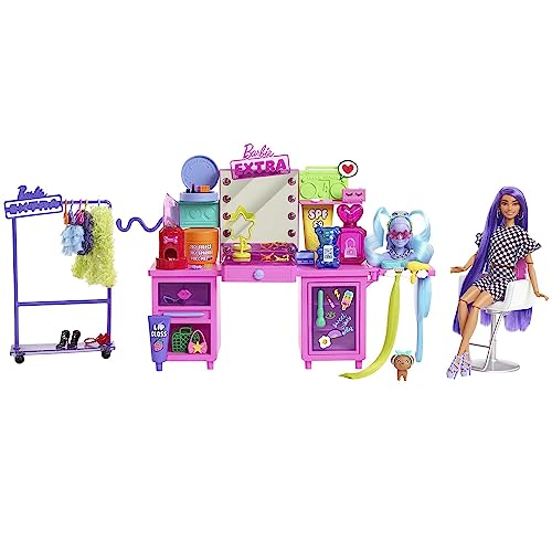 Barbie GYJ70 - Barbie Extra Spielset mit exklusiver Puppe, Hündchen & 45+ Teile, ab 3 Jahren