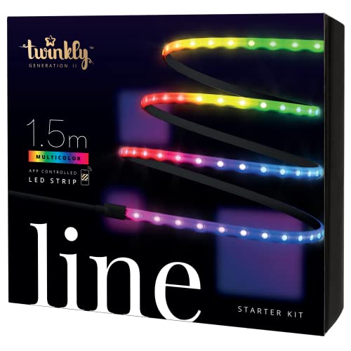 Twinkly LINE Smarte LED Streifen Lights Strip Lichtband Beleuchtung RGB 1,5m Lang Starter-Kit, Gen II, Schwarz, Razer Chroma, IP20, Amazon Alexa, Google Assistant, DE-Netzstecker