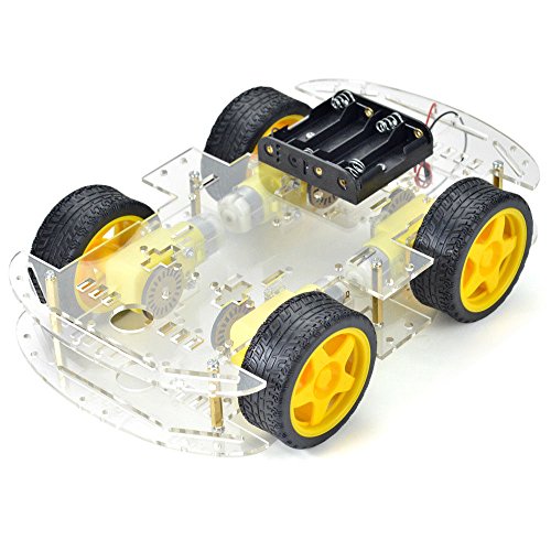 DollaTek Smart Motor Roboter Auto Batterie Box Chassis Kit Geschwindigkeit Encoder für Arduino - Vier Reifen