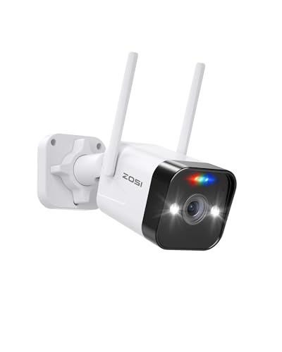 ZOSI 2,5K WLAN Überwachungskamera Aussen, 4MP WiFi IP Kamera mit Plug-in Netzteil und SD Kartensteckplatz, Farbnachtsicht, Personenerkennung, C188