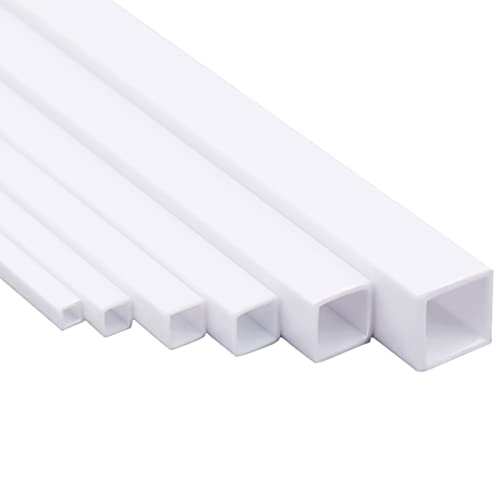 JINFEUGE 10 Pcs Abs Kunststoff Quadratische Stabstangen Weiß Hohl Kunststoff Stock 500 Mm Für Layout -Diy -Modellierungsaufgaben/8 * 8 * 500Mm
