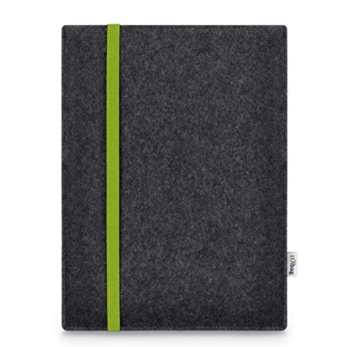 Stilbag Hülle für Apple iPad Pro 12.9 (2018) | Etui Case aus Merino Wollfilz | Modell Leon in anthrazit/grün | Tablet Schutz-Hülle Made in Germany