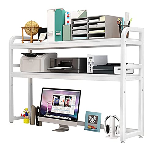 RedAeL Verstellbarer 2-stöckiger Schreibtisch-Organizer: Stilvolles Büro-Bücherregal aus Holz und Metall für den Heim- und Schulgebrauch
