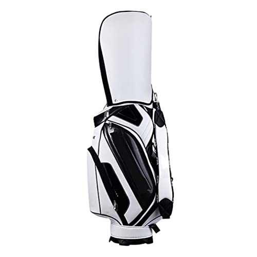 Golfschlägertasche für Herren, kristallwasserdichte PU-Golf-Standtasche, leichte Golfschläger-Tragetaschen mit 5-Wege-Organizer-Trennwand für Driving Range (weiß) Warm as Ever