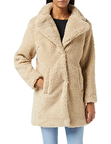 Urban Classics Damen Ladies Oversized Sherpa Coat Mantel, Beige (Sand 00208), Large (Herstellergröße: L)