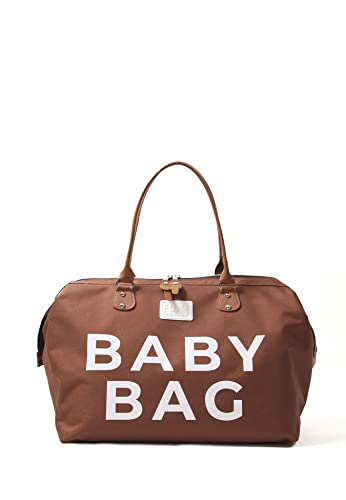Fume London Baby Wickeltasche, Stilvolle Multifunktionale Kliniktasche für Travel und Mutterschaft, Große Diaper Bag und Wasserdichte Baby Bag für Mama (Cognac)