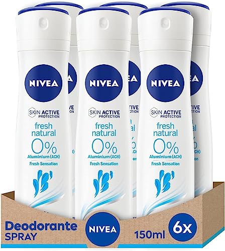 Nivea Spray Fresh Natural 0% Aluminium Behälter 6 x 150 ml – Total: 900 ml