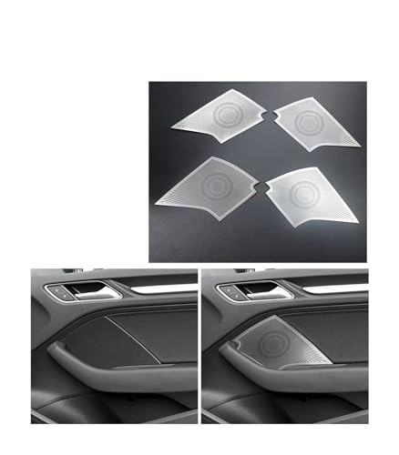 JJGYFSDA Auto-Styling-Höhen-Lautsprecherabdeckungen, kompatibel mit Audi A3 8V S3 2014–2020, Innen-Vordertür, hohe Reichweite, Horn, Lautsprecherdeckel, Aufkleber, Zierleiste (Color : A Model Silver