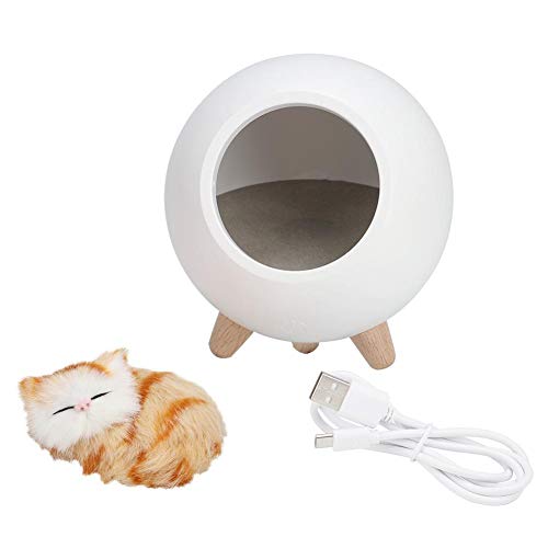 wosume Atmosphärenlampe, niedliche Katze Nachtlicht Little Pet House LED Nachtlampe Schlafzimmer Beleuchtung Atmosphärenlampe(Weiß)
