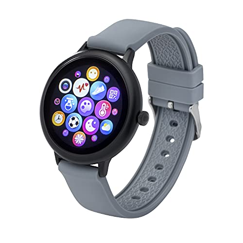 Fitnesstracker mit Herzfrequenz Puls Blutdruck Schlaf Schritte Farbdisplay Smartwatch Armband Uhr - 9715 (Grau + Schwarz)