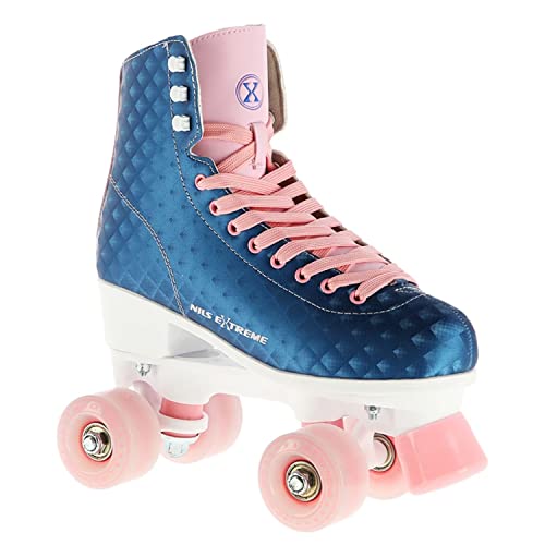 Nils Extreme Rollschuhe für Damen Mädchen und Kinder NQ14110 - Quad Roller aus Kunstleder - Disco Skates - Rollerskates 41 - Blau