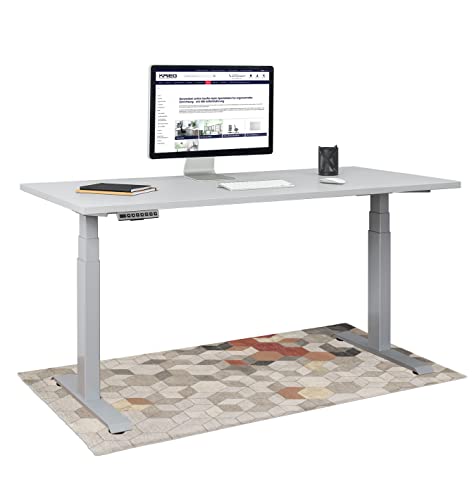 HighDesk PRO Höhenverstellbarer Schreibtisch (Silber + Grau I 140 x 80 cm) - Elektrischer Sitz- & Stehtisch mit Tischplatte - Stehschreibtisch Elektrisch Höhenverstellbar - von Krieg