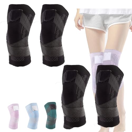 Donubiiu Konpresio Knee Compression Sleeve for Knee Pain, Knee Brace for Arthritis Pain and Support, Soft, Non-slip, Breathable, Konpresio Knee Braces For Knee Pain (Black 4pcs,X-Large)