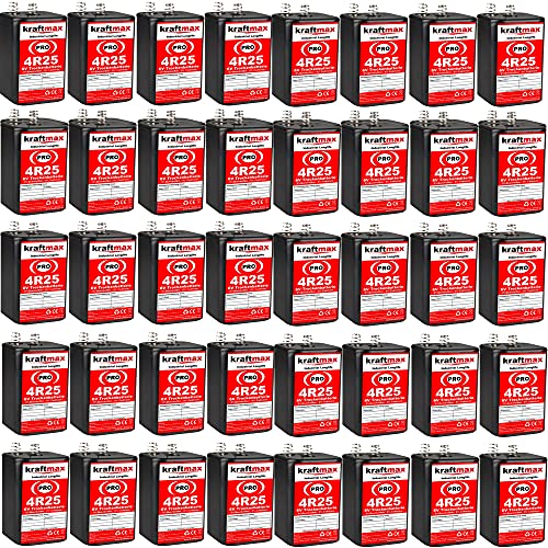 kraftmax 40er Pack 4R25 PRO - 6V Hochleistungs- Industrial Longlife Blockbatterie - 6 Volt Batterie Block - NEUSTE Generation 4R25X