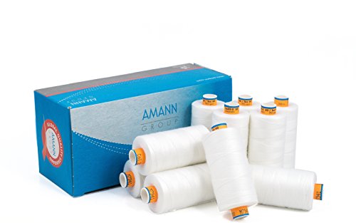 Amann Nähgarn - Stärke 50 - Weiss - 10 x 500m - Leder & Jeans - Nähmaschinengarn - Universal Nähgarn