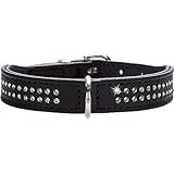 HUNTER DIAMOND PETIT Halsband für kleine Hunde, Leder, mit Strasssteinchen, 30 (XS), schwarz