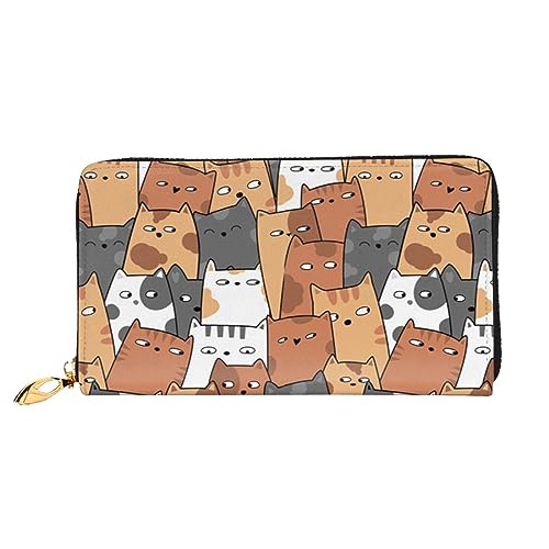 DOFFO Orange Katzen Drucken Leder Brieftasche Für Frauen Münzbörse Fall Brieftasche Schlank Reißverschluss Telefon Kleingeld Geldbörse Clutch Kartenhalter, Orange Katzen, Einheitsgröße, Orange Katzen,