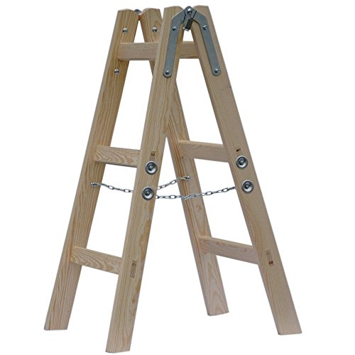 Systafex® Leiter Doppelstufenleiter Malerleiter Elektrikerleiter Stehleiter Holzleiter (3 Stufen) 95cm