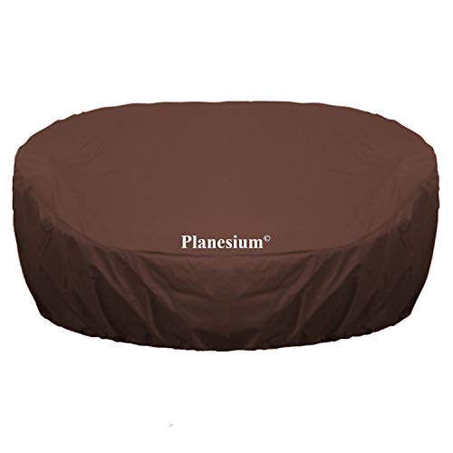 Planesium Premium Abdeckplane Sonneninsel RUND Abdeckhaube Liegeinsel Hülle Lounge Abdeckung Runder Schutzhülle Atmungsaktiv Wasserdicht Polyrattan (190cm Breite x HV 40cm HH 85cm, Braun)