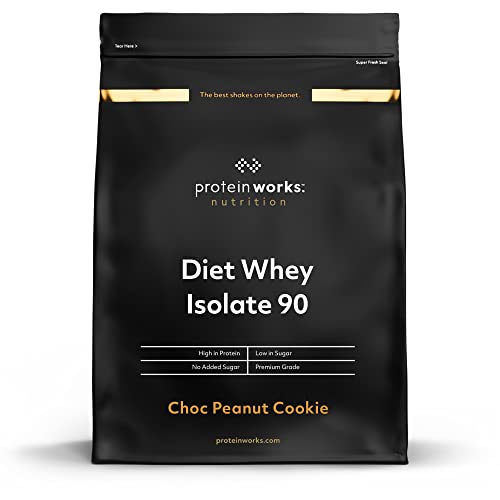 THE PROTEIN WORKS Diet Whey Protein 90 Aislado (Incluye Shaker y cacito GRATIS) - Galleta de chocolate y cacahuete - 1kg