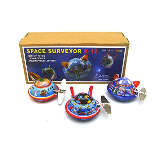 FLADO Kinder-Blechspielzeug MS633, Raumschiff, Retro-Aufziehspielzeug, personalisierte Dekorationen, kreatives Vintage-Sammelgeschenk für Jungen und Mädchen